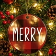 thumbnail image 2 of Merry Christmas Ornament Red Plaid Porcelain Ornament Home Decor Christmas Decoration Gift Idea, 2 of 3