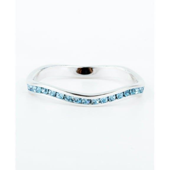March Swarovski Crystal Birthstone Stackable ring in Sterling Silver