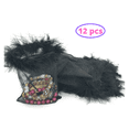 thumbnail image 3 of Feather Fur Pouches, Black Organza Drawstring Bags Party Favor, Gift for Women Party Planner, 5x7 Inch, 12 pcs, 3 of 9