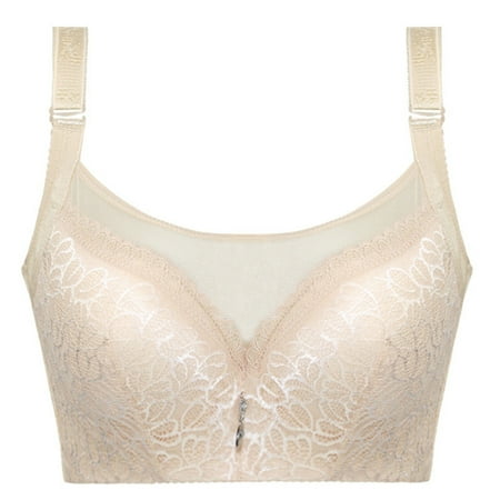 

harmtty Plus Size Sexy Women Underwired Lace Bra Push Up Brassiere Underwear Bralette Apricot 40/90