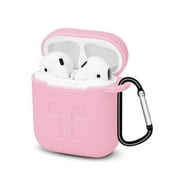 Microseven Baby Pink AirPods 1 & 2 (Gen 2) Case Full Protective Silicone Cover Skin Apple Airpods Charging Case with Keychain (Pink)