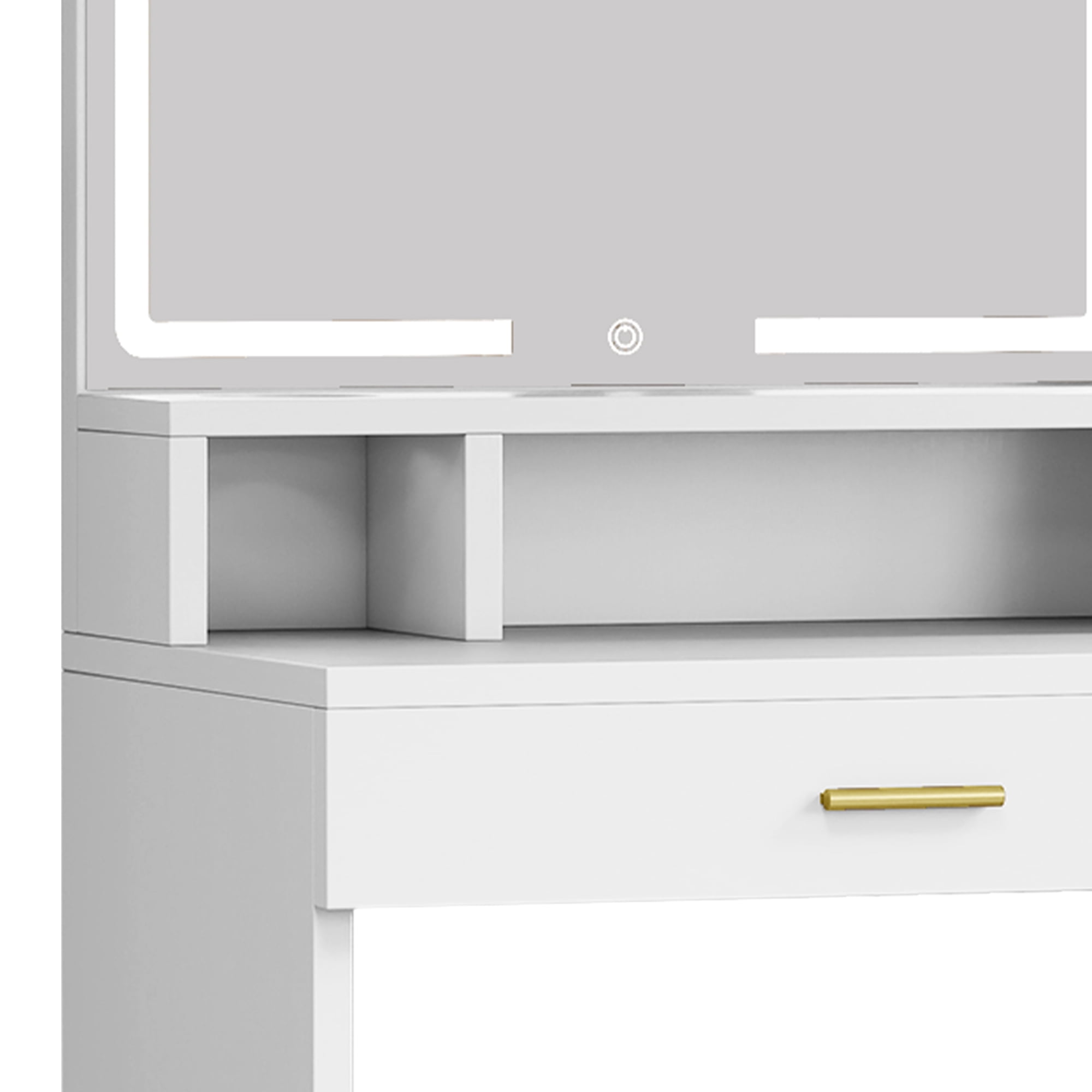 Uforic Makeup Vanity Desk with LED Mirror and Power Outlet, White