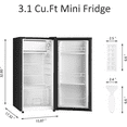 thumbnail image 7 of PhiloDeco 3.1 Cu.Ft Compact Refrigerator with Freezer, Adjustable Thermostat, Removable Shelves, Mini Fridge for Apartment, Office, Dorm, Black, 7 of 7