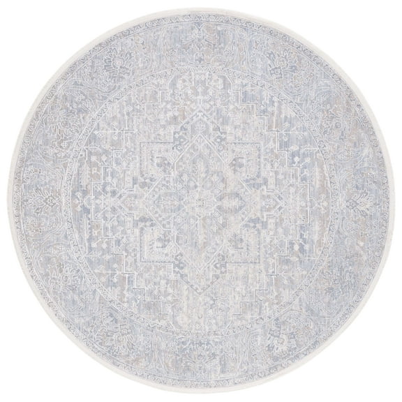 SAFAVIEH Marmara Bristol Oriental Area Rug, Beige/Grey Blue, 6'7" x 6'7" Round