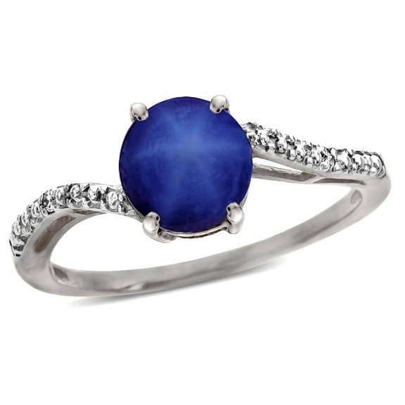 Star K � Round 7mm Created Star Sapphire Bypass solitaire engagement promise ring