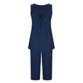 thumbnail image 6 of FAIWAD Womens Short Pajama Set 2 Piece Summer Sleepwear Set Sleeveless Tank Tops and Capri Short Pant, 6 of 8