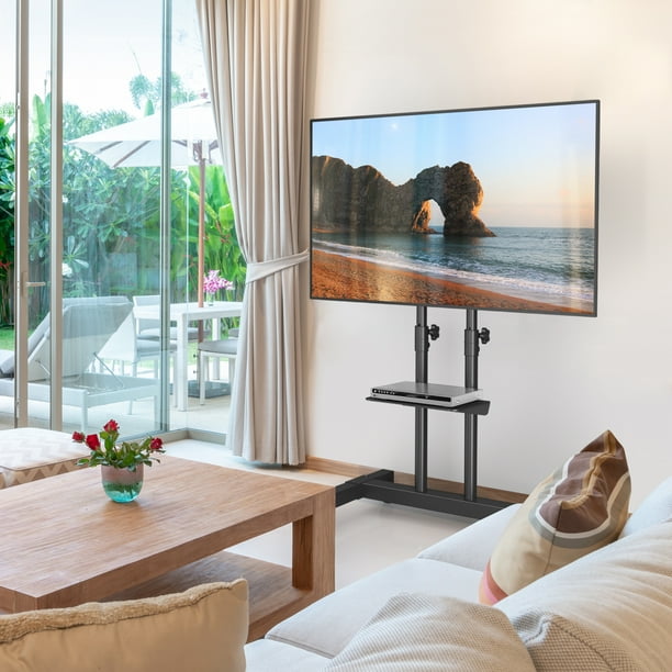 5rcom modern rolling tall tv stand with wheels for tvs discount