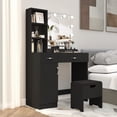 thumbnail image 5 of Vanity Table, Makeup Table with Big Mirrors & 10 LED Lights Dressing Table Desk with 2 Drawers, Bedroom Vanity Desk for Women Girls Black, 5 of 6