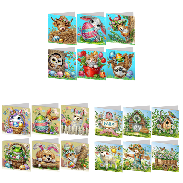 6 Piezas Pascua Tarjeta Pintura Diamantes Arte para Favores Fiesta