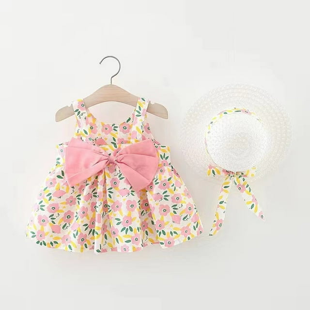 Robes pour Tout-Petites Fille Robe Fleurie Robes d'Anniversaire pour Filles Robe d'Été Robe de Princesse Robes pour Bébé 1-2 Ans