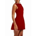 thumbnail image 5 of Women'S Summer Sleeveless Zipper Mock Neck Slim Fit A-Line Mini Dress Bodycon Party Club Dress for Women Red M, 5 of 9