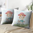 thumbnail image 4 of LALILO Throw Pillow Covers Little Cute Girl With Bicycle Girl Cute Paris Cushion Cover 18" x 18", 2 Pack, 4 of 6
