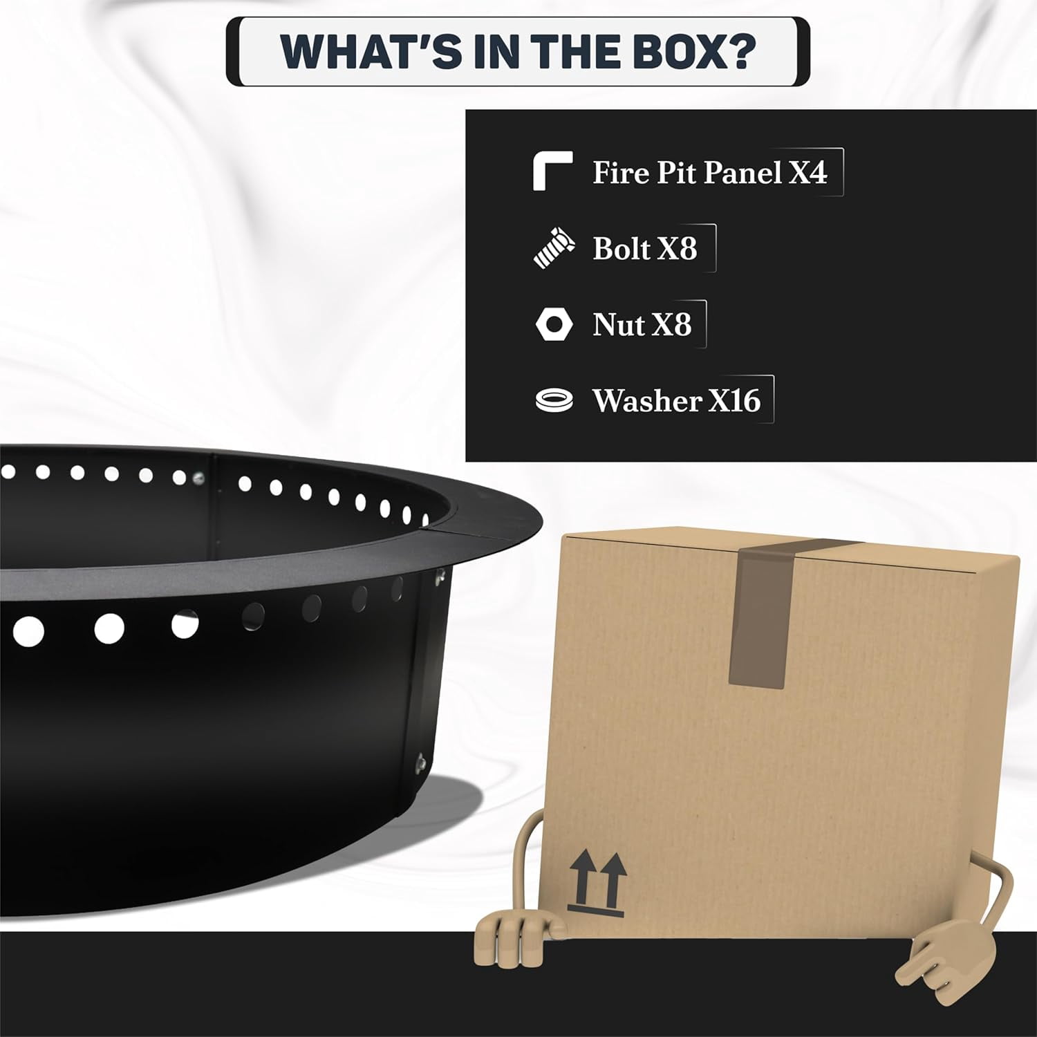FEBTECH Smokeless Firepit Ring 45" OD & 39" ID for Outdoor Fire Pit with Heat Resistant Coating