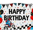 thumbnail image 3 of Motocross Themed Happy Birthday Backdrop Banner with Balloons Stars and Checkered Flags Party Supplies Photography Props Birthday Party Decorations Background Decor, 3 of 7