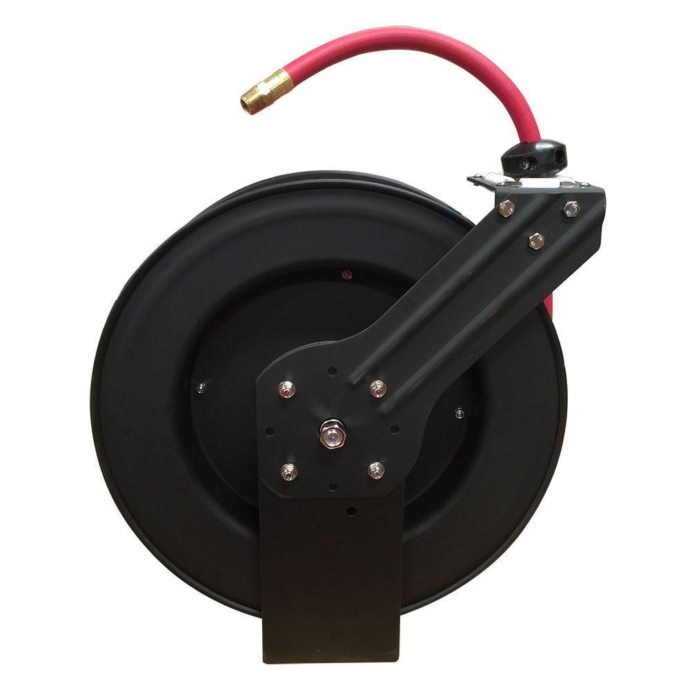DEWENWILS Auto-Rewind Air Hose Reel - With 3/8in. x 50ft. Rubber