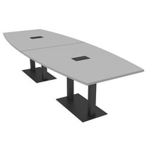 10' Modular Boat Shaped Powered Conference Table With Metal T-Bases