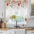 thumbnail image 3 of Swag Valance Curtains for Windows, Pink Floral Light Filtering Kitchen Curtains with Rod Pocket, Spring Pastoral Botanical Wildflowers Leaves Window Treatment Valances for Living Room, 36x36 - 2 PCS, 3 of 9