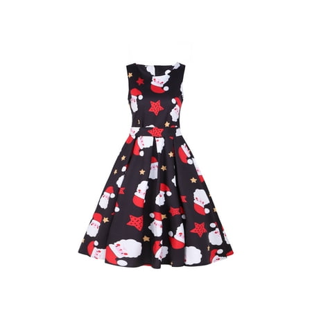 Ladies Christmas Round Neck Sleeveless Patterns Print Swing Dress Fascinating Walmart Dress Patterns Ladies Christmas Round Neck Sleeveless Patterns Print Swing Dress Fascinating Walmart Dress Patterns