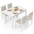 thumbnail image 1 of Costway 5 PCS Dining Table Set for 4 with Rubber Wood Legs Upholstered Seat Padded Backrest Beige, 1 of 10