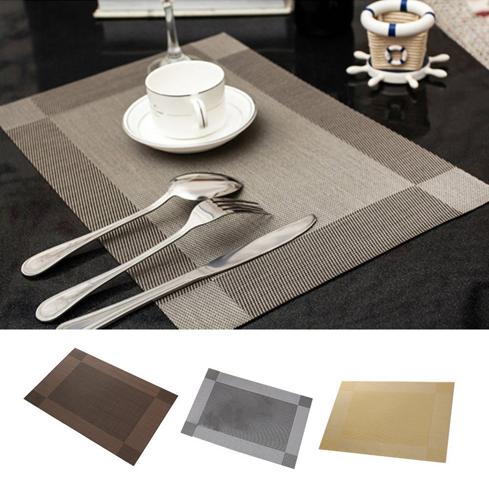 4Pcs PVC Leaf  Placemats Waterproof Heat Insulation Dining Table Mats Non-slip 