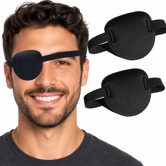Rongsi 2 Pcs Eye Patches for Adults,3D Adjustable Eye Patch for Right or Left Eye,One Eye Cover for Lazy Eye(Black)
