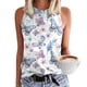 thumbnail image 3 of Playeras,Blusas y Tops,Ropa para Mujer Workout Tank Tops Camiseta sin mangas de verano para mujer Camiseta sin mangas con estampado informal Camiseta sin mangas con cuello en V (White, XL), 3 of 4