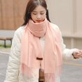 thumbnail image 2 of Bufanda de Cachemira gruesa de Color sólido para mujer, Pashmina grande, chal cálido, envolturas femeninas con borla, Q384 Fivean unisex, 2 of 2