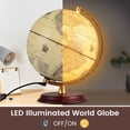 thumbnail image 4 of Barara King World Globe for Students with Wooden Stand and HD Map, 8 Inch Illuminated Decorative Tabletop Earth Globe for Kids School, Home Office, Desktop Display, Brozen, 4 of 8