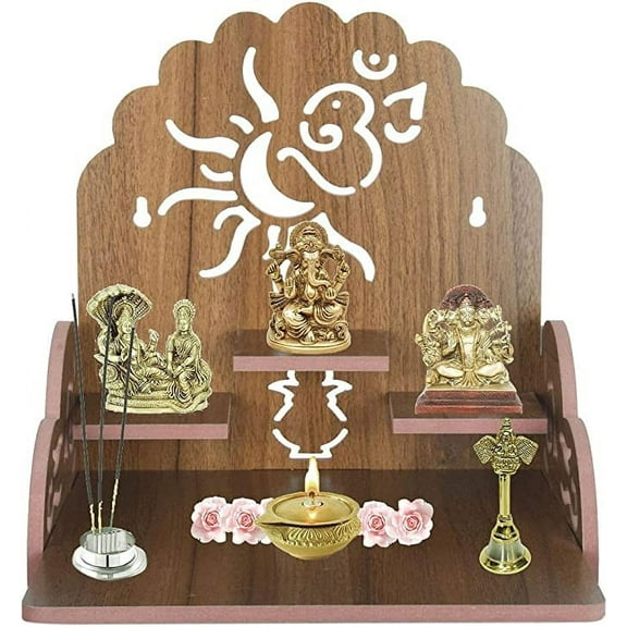 Hariguru Fashion Handmade Beautiful Wooden Temple/ Home Temple/Puja Mandir/Wall Hanging and Table Top Home Mandir Temple /Home Decor Beautiful Wooden Temple (Brown-A)