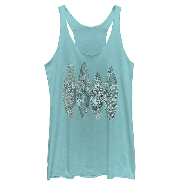 Women's CHIN UP Henna Surfboard  Racerback Tank Top Tahiti Blue Large