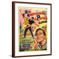 Art.com An American In Paris, Film Poster, 1950s Giclee Print, Brown Frame Wall Art, 23" x 29"