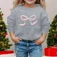 thumbnail image 2 of Byoo Bow Print Sweatshirt for Toddler Girl Long Sleeve Crew Neck Pullover Top Daily Sport Relaxed Fit Outdoor Clothes for Kid, 2 of 4