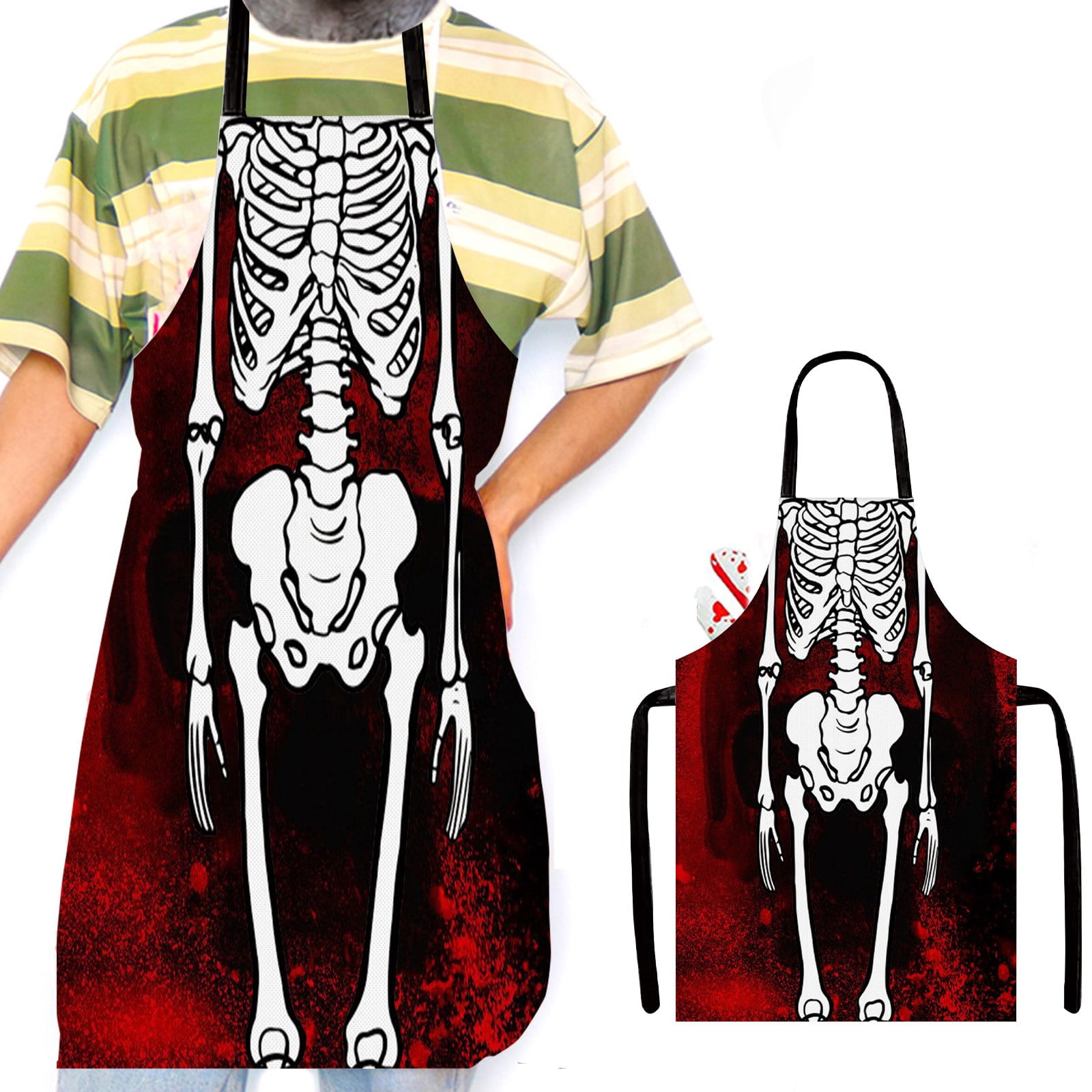 Halloween Apron For Men And Women, Premium Skull Rose Pattern Gothic Holiday Decorative Apron for Kitchen, Dining Room, Cooking
