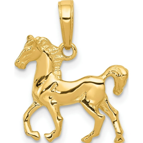 14K Yellow Gold Standing Horse Pendant (22.5 X 20) Made In Peru c3504