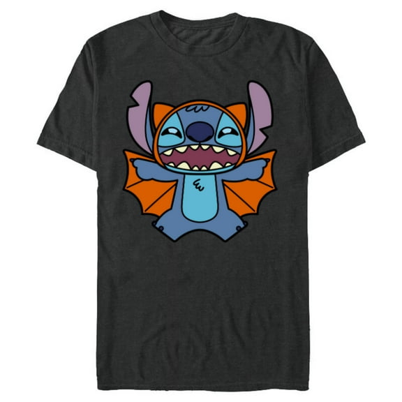 Disney Stitch Bat Halloween Costume - Short Sleeve Blended T-Shirt for Adults - Customized-Dark Heather