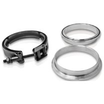 NGR 2.5 Inch V-Band Kit - Aluminum 6061-T6 Exhaust Clamp with 1 Male Flange & 1 Female Flange, Black Finish | 2.5" Exhaust Band Clamp for Exhaust Flange Repair