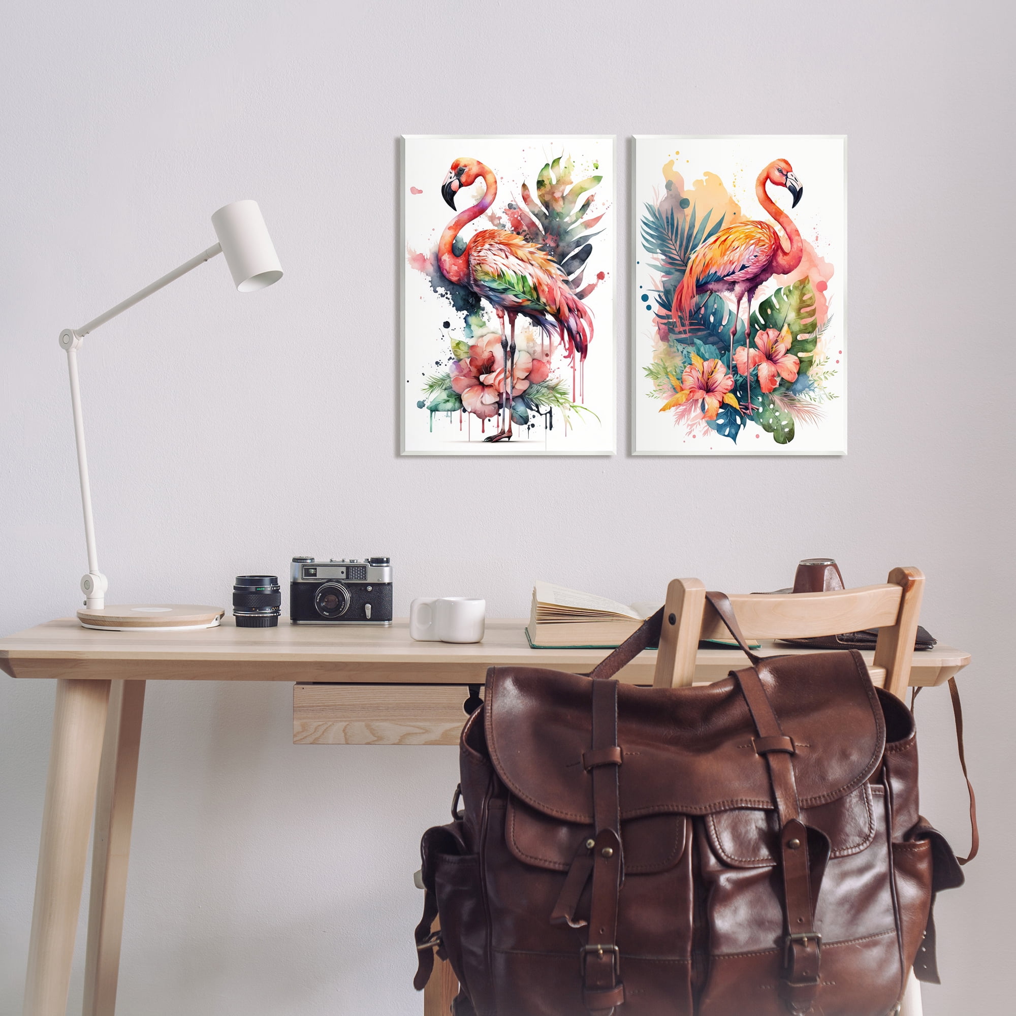 Stupell Industries Modern Tropical Flamingos Animals & Insects Painting Unframed Art Print Wall Art, 13 x 19