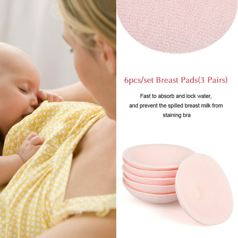 FAGINEY 6pcs Washable Reusable Soft Cotton Breast Pads Absorbent  Breastfeeding Nursing Pad, Washable Nursing Pad, Nursing Pad