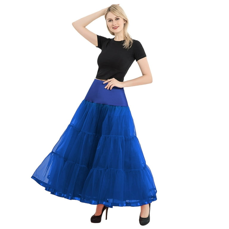 Fsqjgq Skirts for Women Elegant Satin Mini Dress Woman Floor Length  Boneless Skirt A Wedding Dress Skirt Support Skirt Long Petticoat Blue One  Size