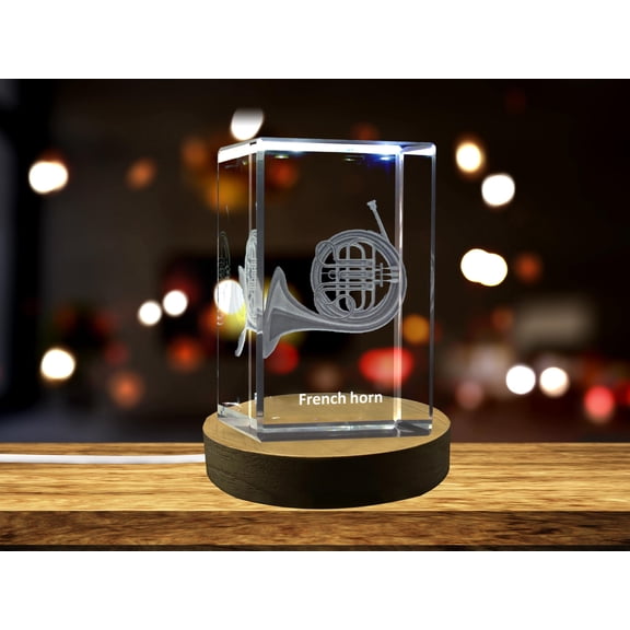 French Horn 3D Engraved Crystal 3D Engraved Crystal Keepsake/Gift/Decor/Collectible/Souvenir