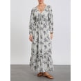 thumbnail image 4 of Faithtur Robe Bohème Florale pour Femmes Été Manches Mi-Longues Col en V Taille Froncée Robe Longue Fluide, 4 of 9