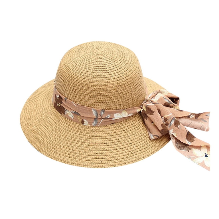 Summer Hats For Women Wide Bongrace Women Straw Beach Hat Little Girl Sun  Cap Foldable Ladies Hats Bun Hats for Women with Hair Women for Beach