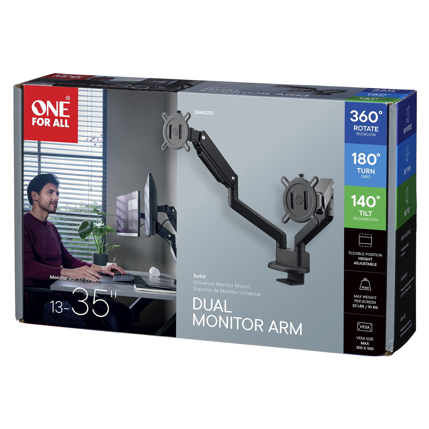One For All 13" to 35" Dual Monitor Mount, DM4210