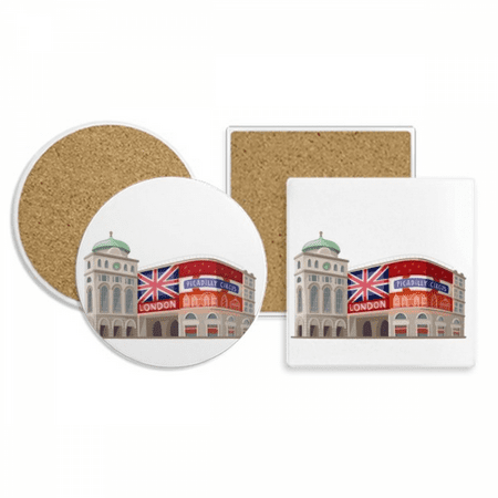 

Britain UK London Architecture Painting Coaster Cup Mug Holder Absorbent Stone Cork Base Set