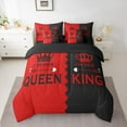 thumbnail image 2 of Homewish King Crown 7-Piece Twin Bedding Sets,Queen Letter Pattern Bedding Comforter Set,Red Black Rhombus Sheet Sets For Girls Kids,Breathable Home Decor Reversible, 2 of 8