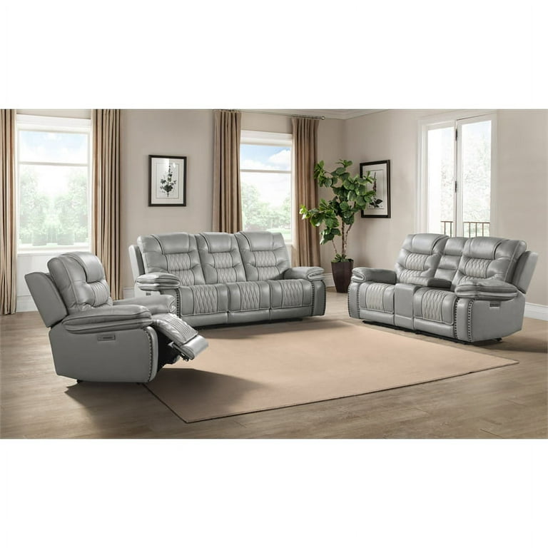 Intercon Dual Power Sofa In Light Gray
