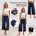 thumbnail image 2 of SWQZVT Women's Wide Leg Palazzo Lounge Capri Pants with Pockets High Waist Cropped Yoga Casual Pajama Pants, 2 of 6