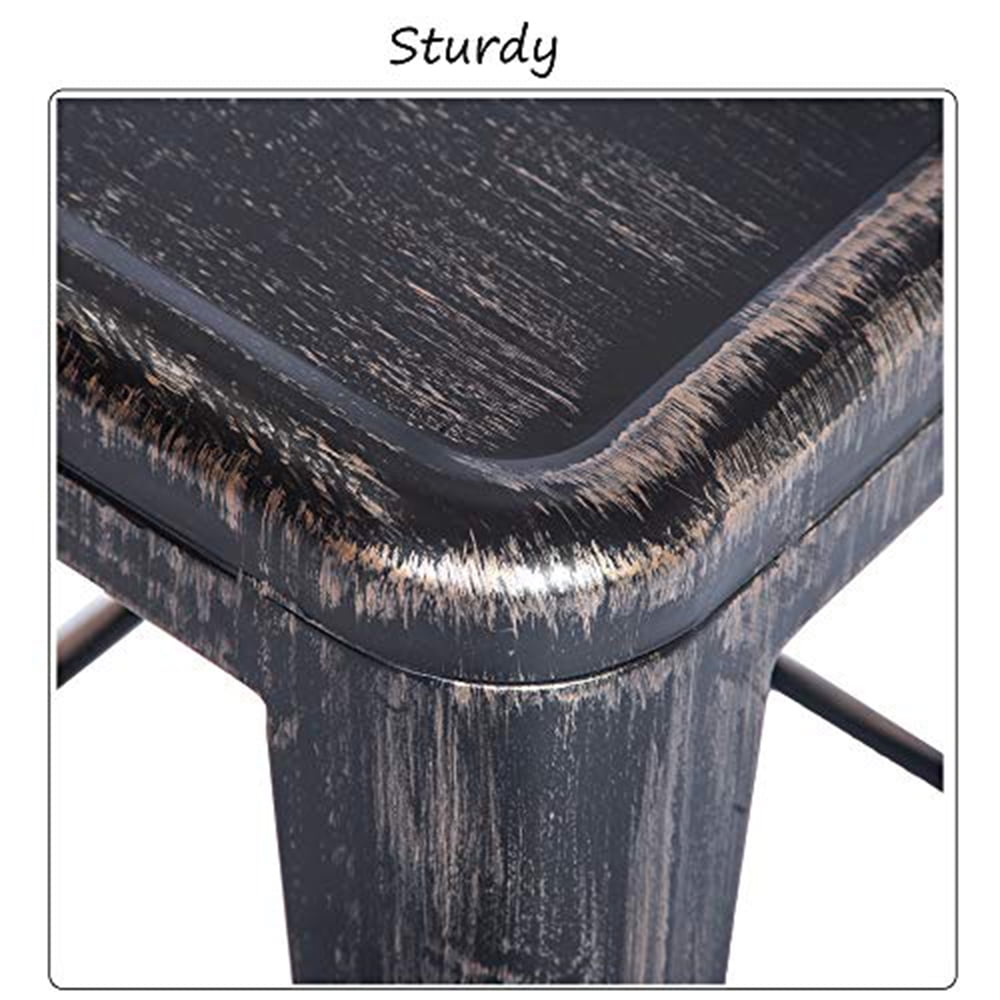Kepooman 2 Pcs Metal High Bar Stools with with Low Backrest & Footrest, 16.5" L x 16.5" W x 32.5" H, Golden Black Kepooman 2 Pcs Metal High Bar Stools with with Low Backrest & Footrest, 16.5" L x 16.5" W x 32.5" H, Golden Black