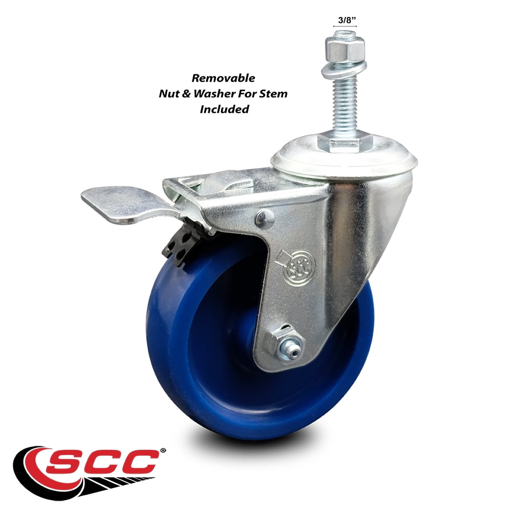 Service Caster Brand 250 lbs Capacity//Caster Black Polyurethane Swivel Threaded Stem Caster w//3.5 x 1.25 Wheel and 3//8 Stem