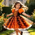 thumbnail image 4 of Toddler Witch Costume Dress, Halloween Cosplay Party Clothing, Cute Princess Outfit For Girls Orange 18-24 Months, 4 of 5